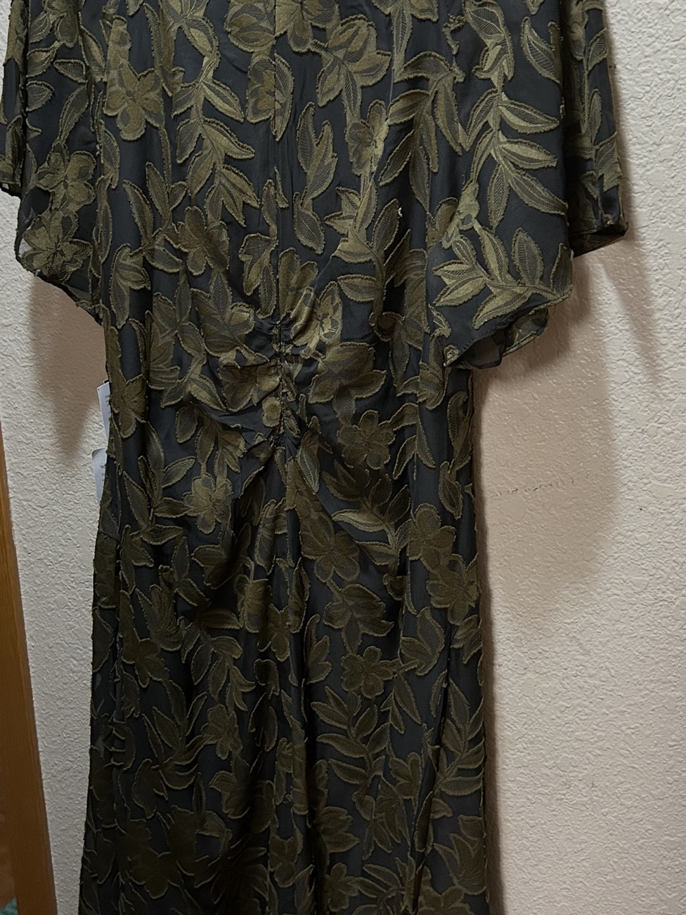 Maggy London Black and Olive Green Floral Maxi Dress - Picture 7 of 7